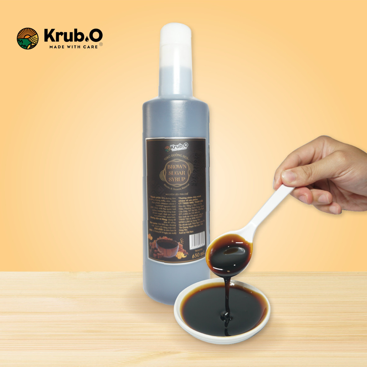 Siro Đường Đen Krub.O Chai 580ml - Nguồn nông sản thuần Việt