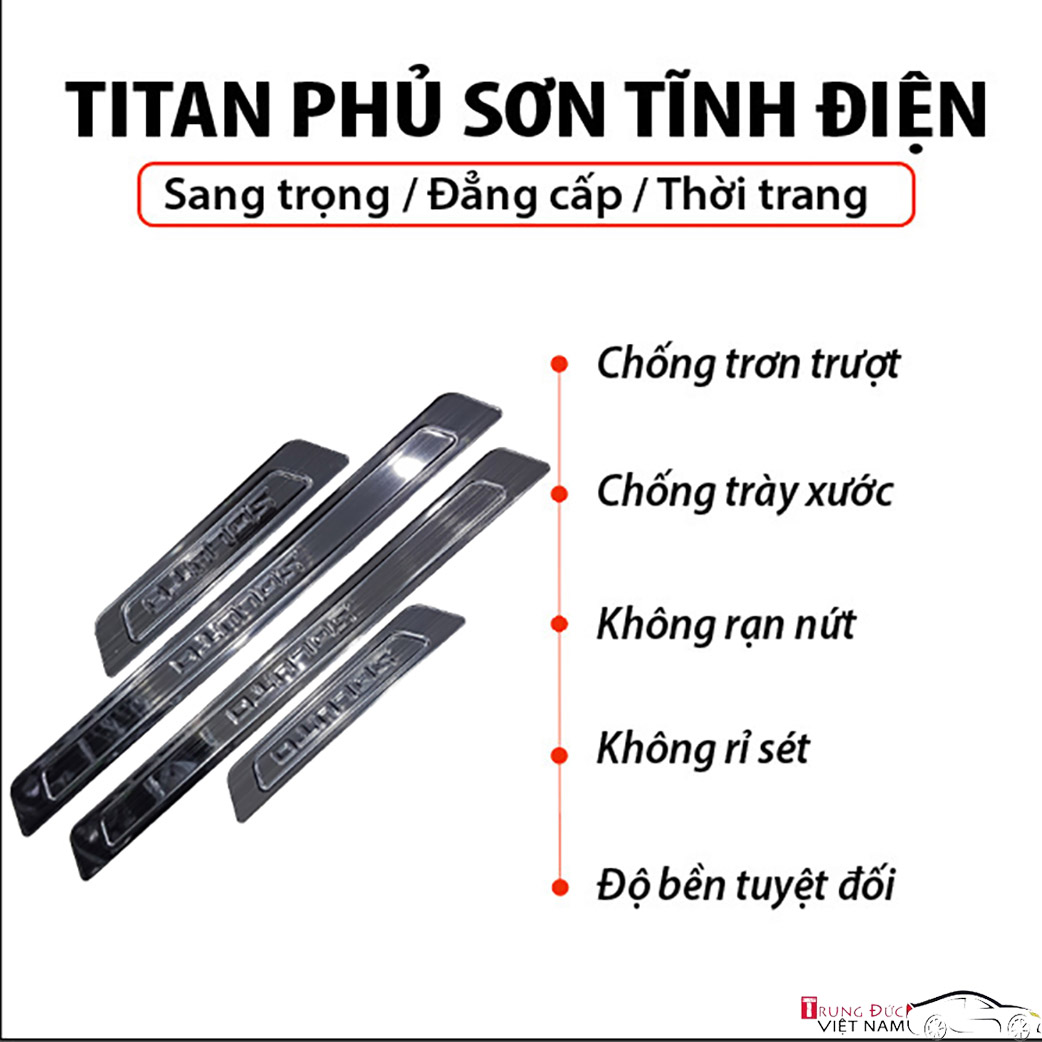 Ốp bậc cửa Titan dành cho xe ô tô KIA SOLUTO - Hàng Chính Hãng TDVN