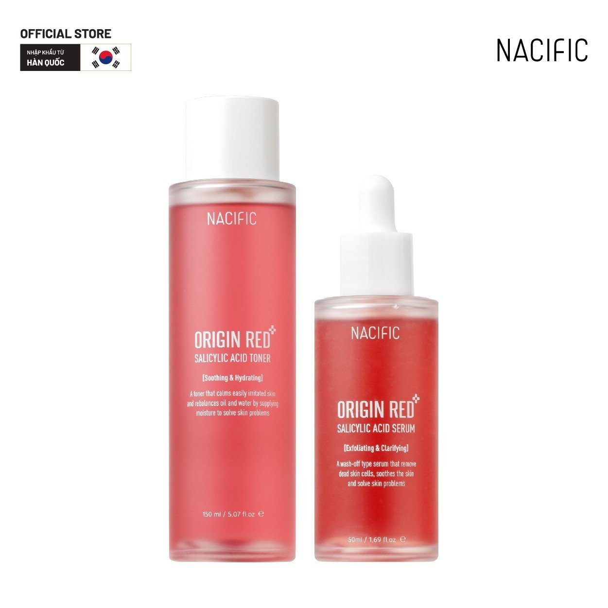 Combo Nacific Tinh chất Origin Red Salicylic Acid Serum 50ml + Nacific Nước hoa hồng Origin Red Salicylic Acid Toner 150ml