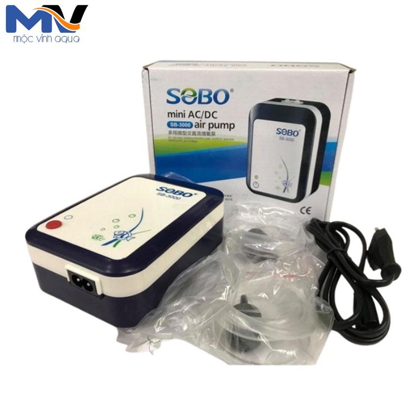 Máy sủi oxy tích điện 2 vòi Sobo 3000 - 4000 tiện lợi đề phòng mất điện