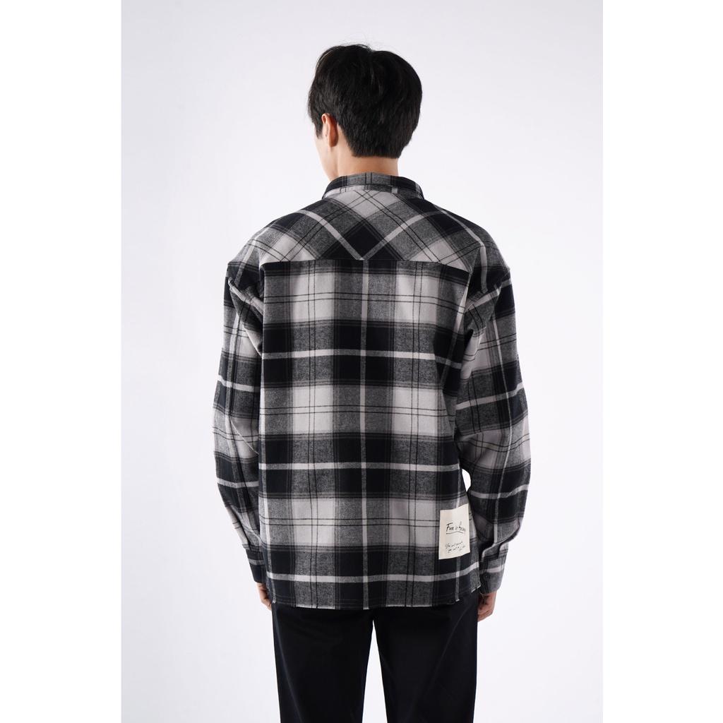 ÁO SƠ MI CARO NAM OVERSIZE nhãn trang trí 10F21SHL012 - LASTORE MENSWEAR