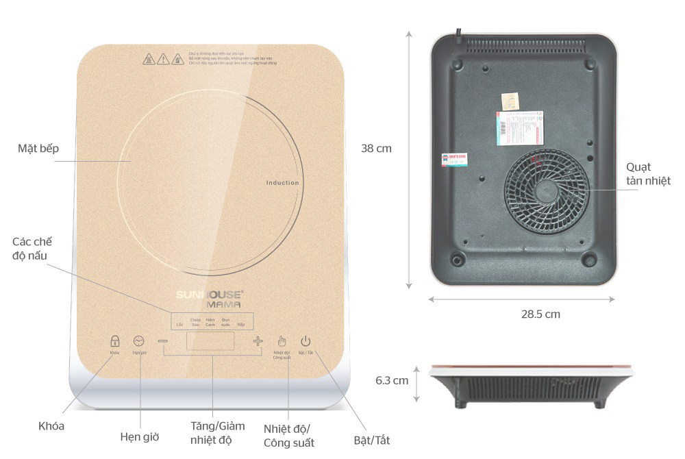 Bếp Điện Từ Cảm Ứng Sunhouse MaMa SHD6868 - Hàng chính hãng