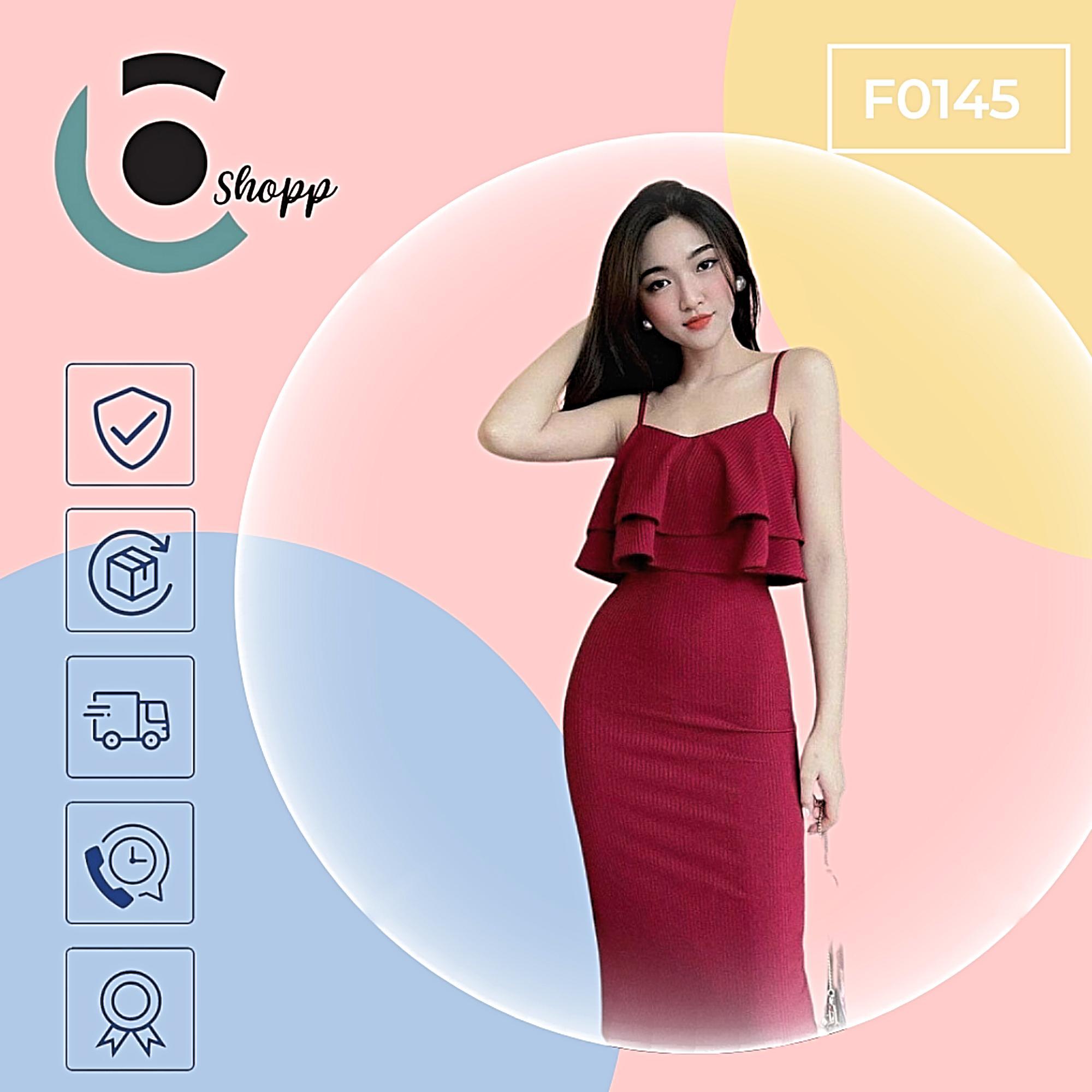Đầm body 2 dây bèo tầng