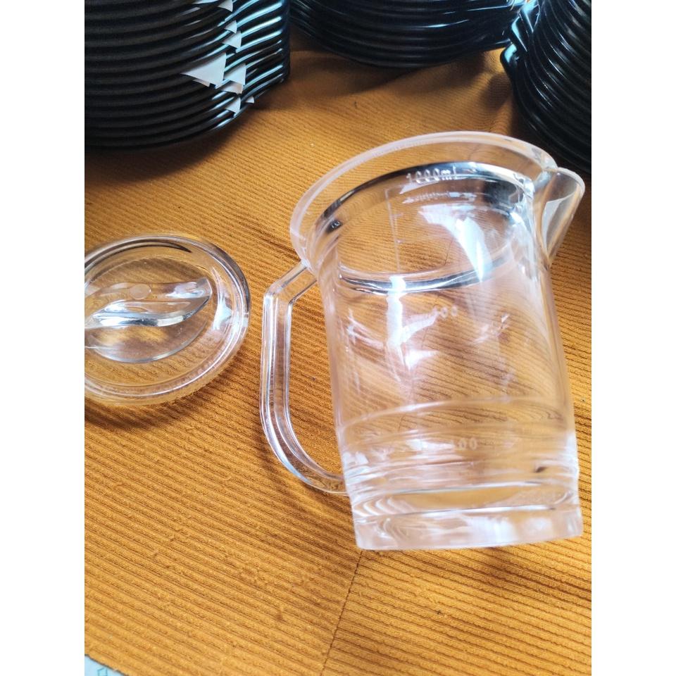 Bộ 5 bình/ca nhựa trong acrylic đựng nước mắm gia vị hoặc trà đá 1/1,5 lít rất dầy có vạch ml chia trên bình