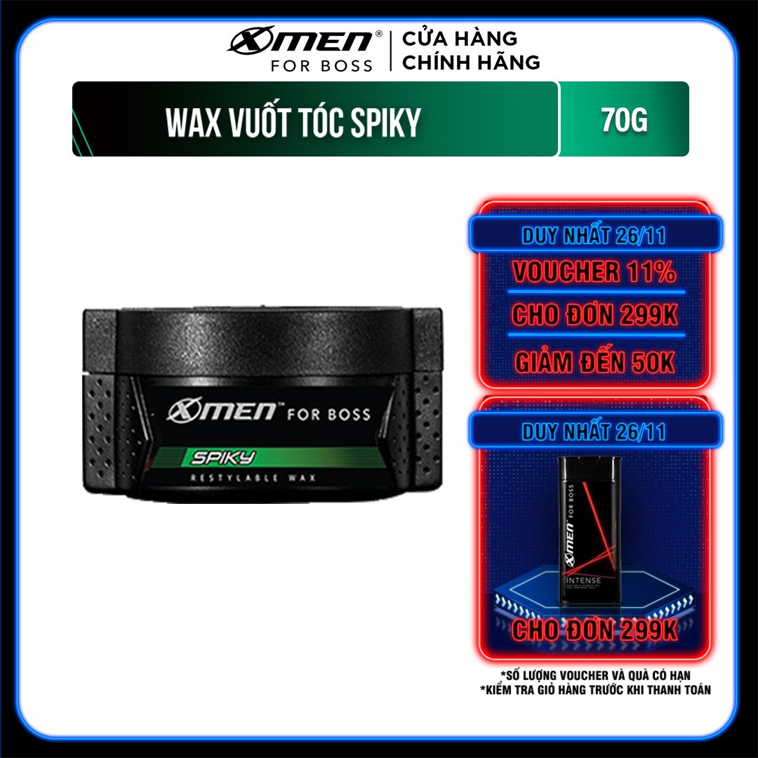 Sáp vuốt tóc X-Men For Boss Wax SPIKY - Vuốt dựng cá tính 70g