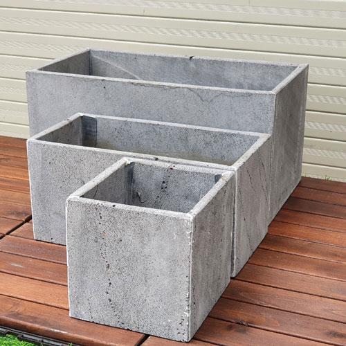 Combo 3 Chậu trồng cây ban công hình vuông 15cm, hình chữ nhật dài 30cm và chữ nhật dài 40cm trồng hoa treo tường giếng trời, thông tầng nhà phố bằng đá ong xám tự nhiên đẹp và bền chắc
