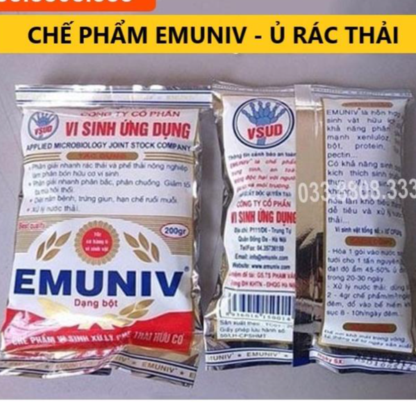 CHẾ PHẨM Ủ RÁC THẢI GIA ĐÌNH VÀ PHÂN EMUNIV 200G -HIỆU QUẢ NHANH
