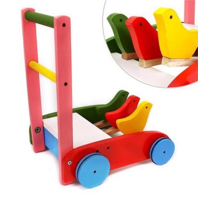 Xe gỗ tập đi ba con gà
