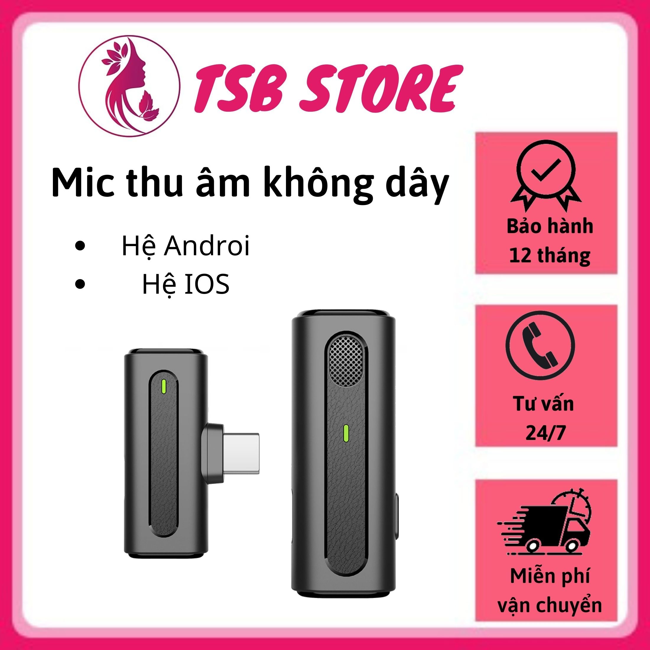 Micro thu âm, Mic livestream cài áo, giảm tiếng ồn, bắt âm tốt, thu âm chuyên nghiệp - Micro không dây bluetooth tương thích nhiều thiết bị, kết nối cho điện thoại, máy tính, máy quay