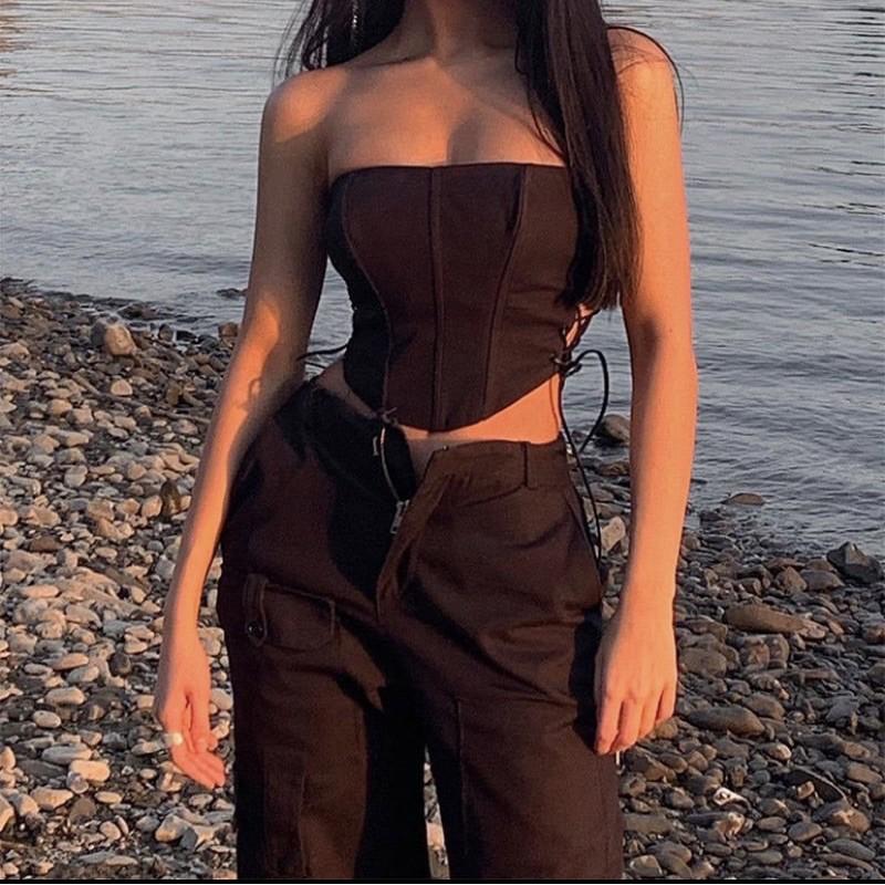 ÁO TOP ĐAN DÂY KHOÉT EO