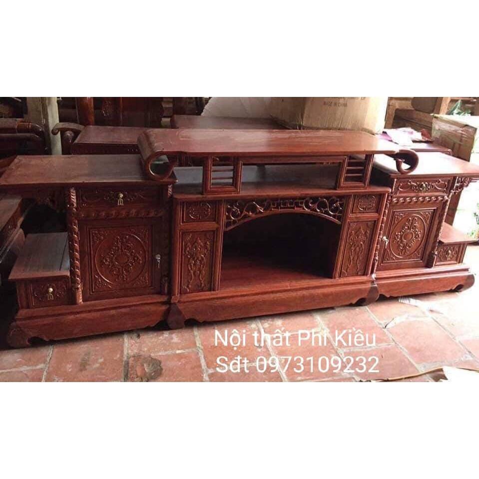 Kệ tivi Kệ tv gỗ gõ đỏ kệ vòm 2.4m
