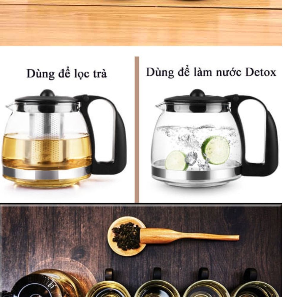 Bộ Bình Lọc Trà Thủy Tinh 700ml Kèm 4 Ly