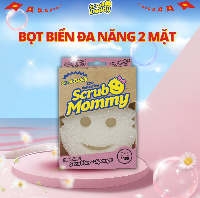 Miếng chà rửa bọt biển Scrub Mommy không nhuộm màu - Dye Free
