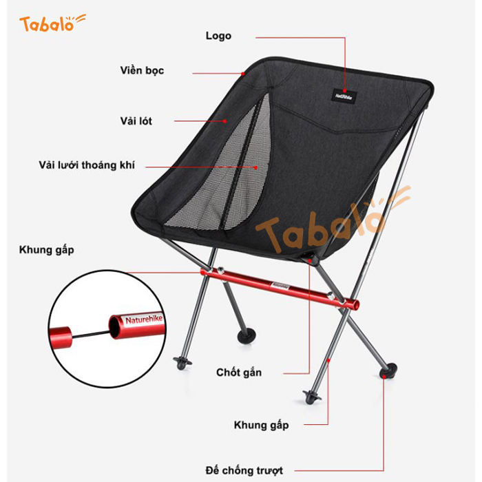 Ghế YL05 Alu Folding Moon Chair NatureHike - Cực Bền, Cực Gọn, Siêu Nhẹ