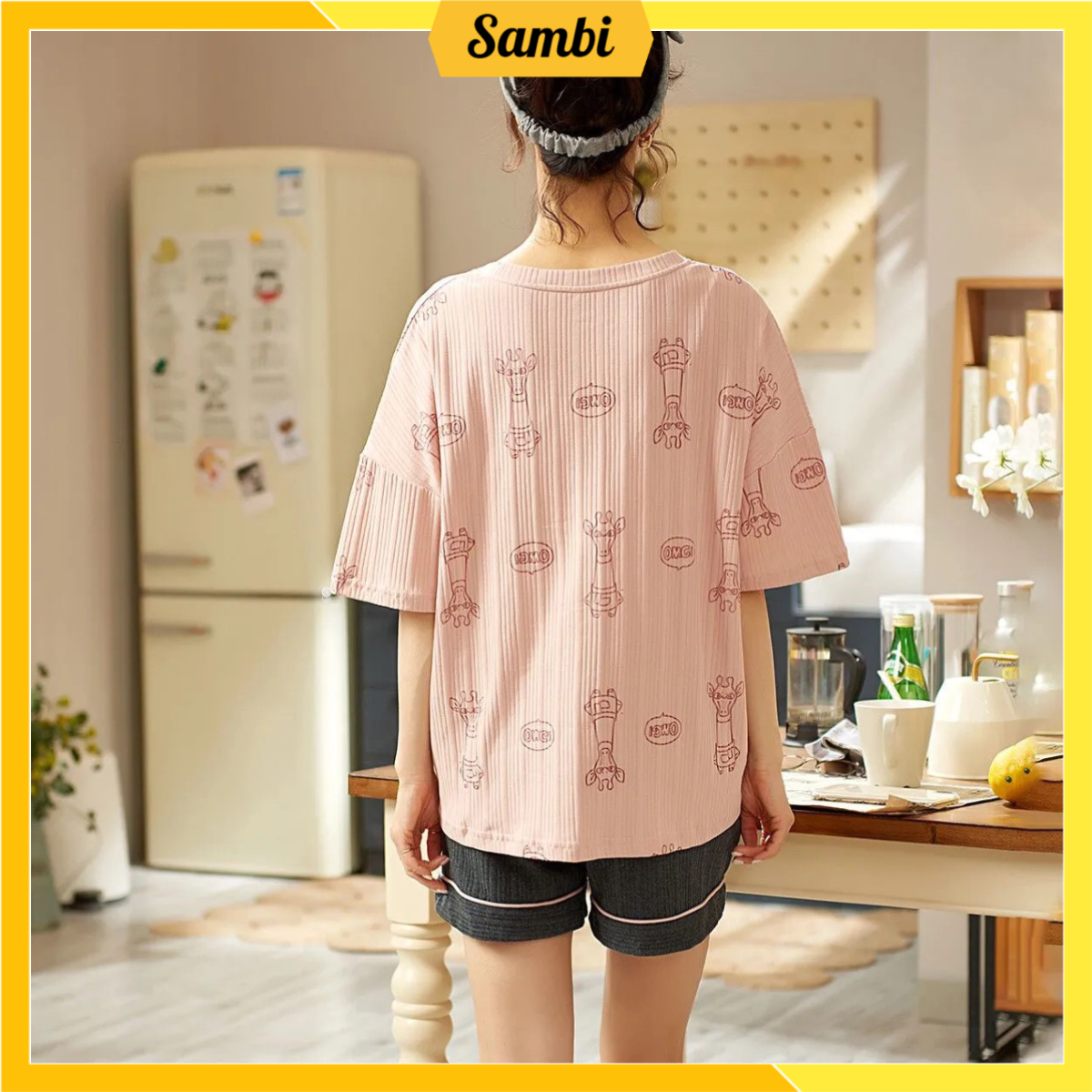 Bộ đồ nữ cao cấp chất cotton áo cộc tay quần đùi Sambi Closet