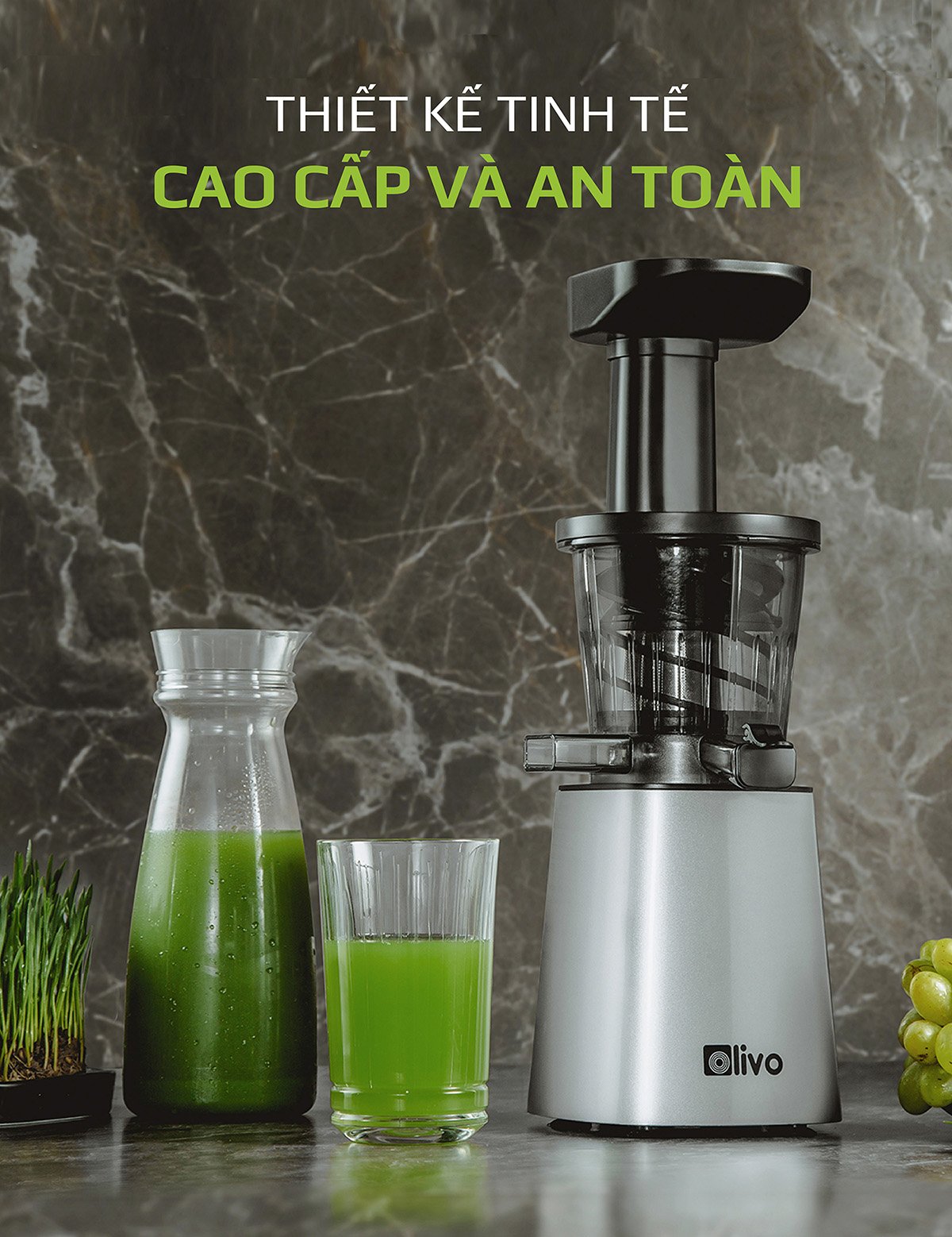 Máy Ép Chậm Trái Cây Hoa Quả Rau Củ OLIVO SJ210 - Hàng Chính Hãng