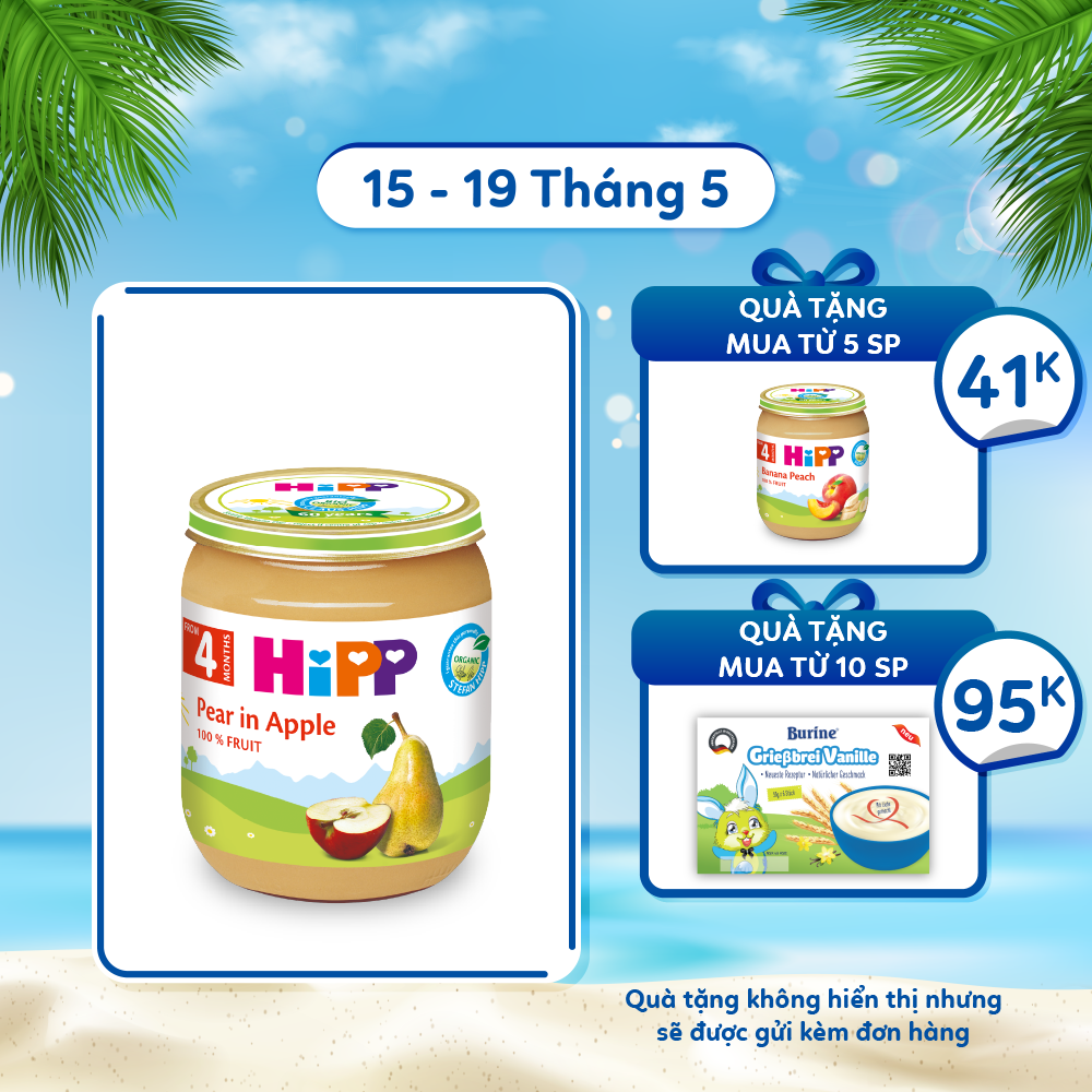 Dinh dưỡng đóng lọ ăn dặm Lê Táo HiPP Organic 125g