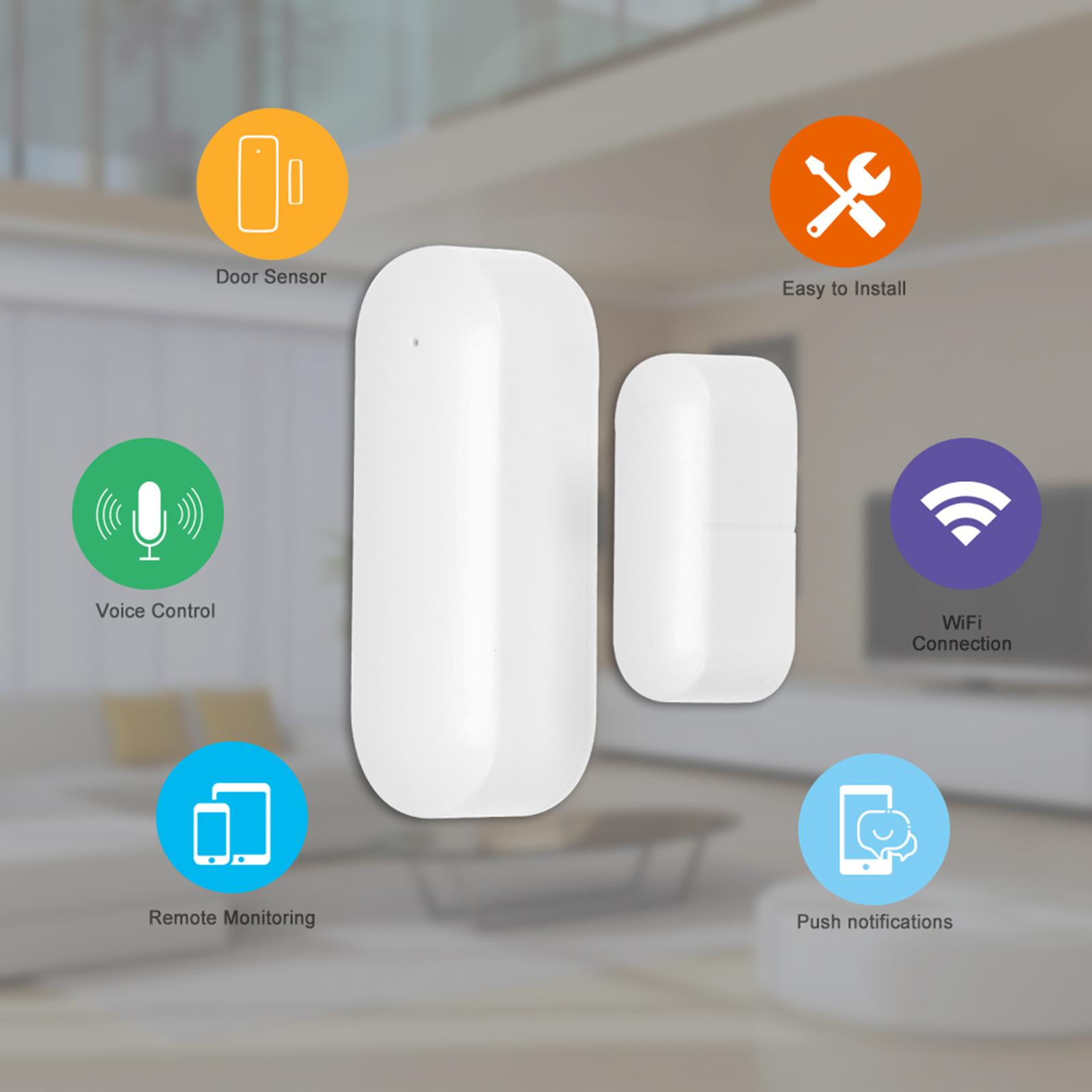 Wireless Door Window Sensor WiFi Smart Door Intrusion Detector Home Security Alarm Works with Amazon alexa Google assistant or Rokid