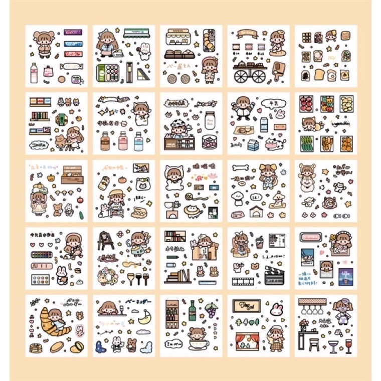 Sticker hộp 100 tấm cute Hello Customer