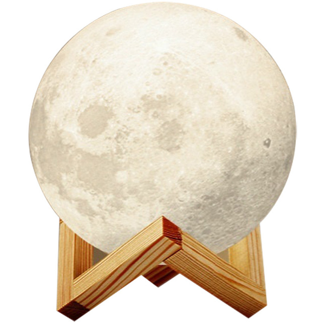 Đèn mặt trăng để bàn trang trí kích thước 15 - 12 - 8 cm - Tặng kèm đế nhựa lắp ráp