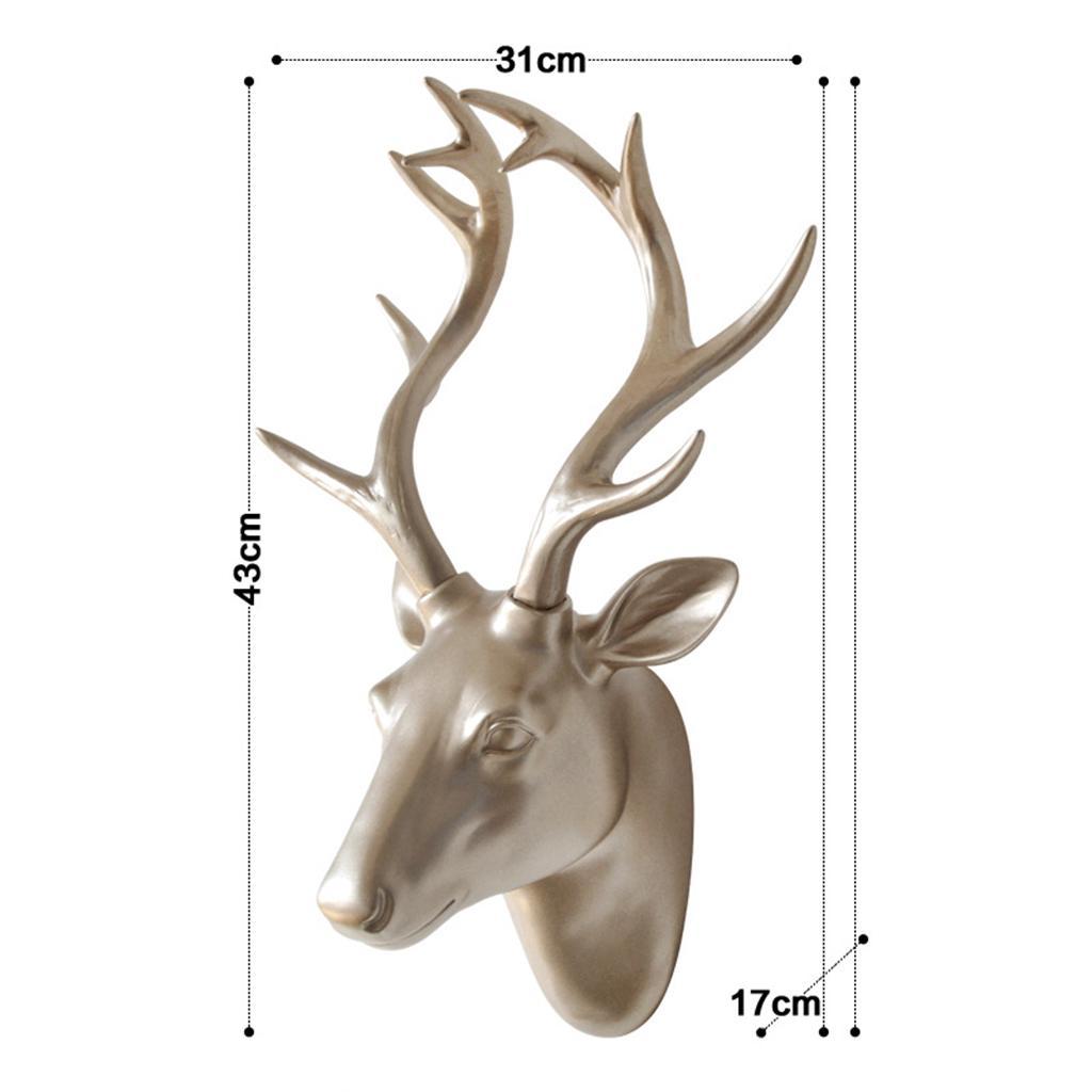 3D Deer Head Statue Wall Mount Animal Figurines Home Office Decor