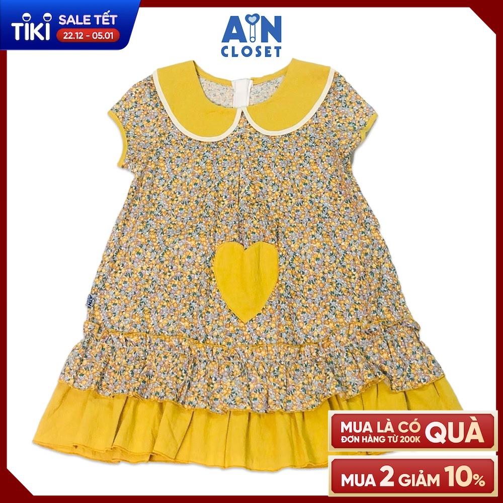 Đầm bé gái họa tiết Hoa Baby cổ sen vàng cotton - AICDBG9T6605 - AIN Closet