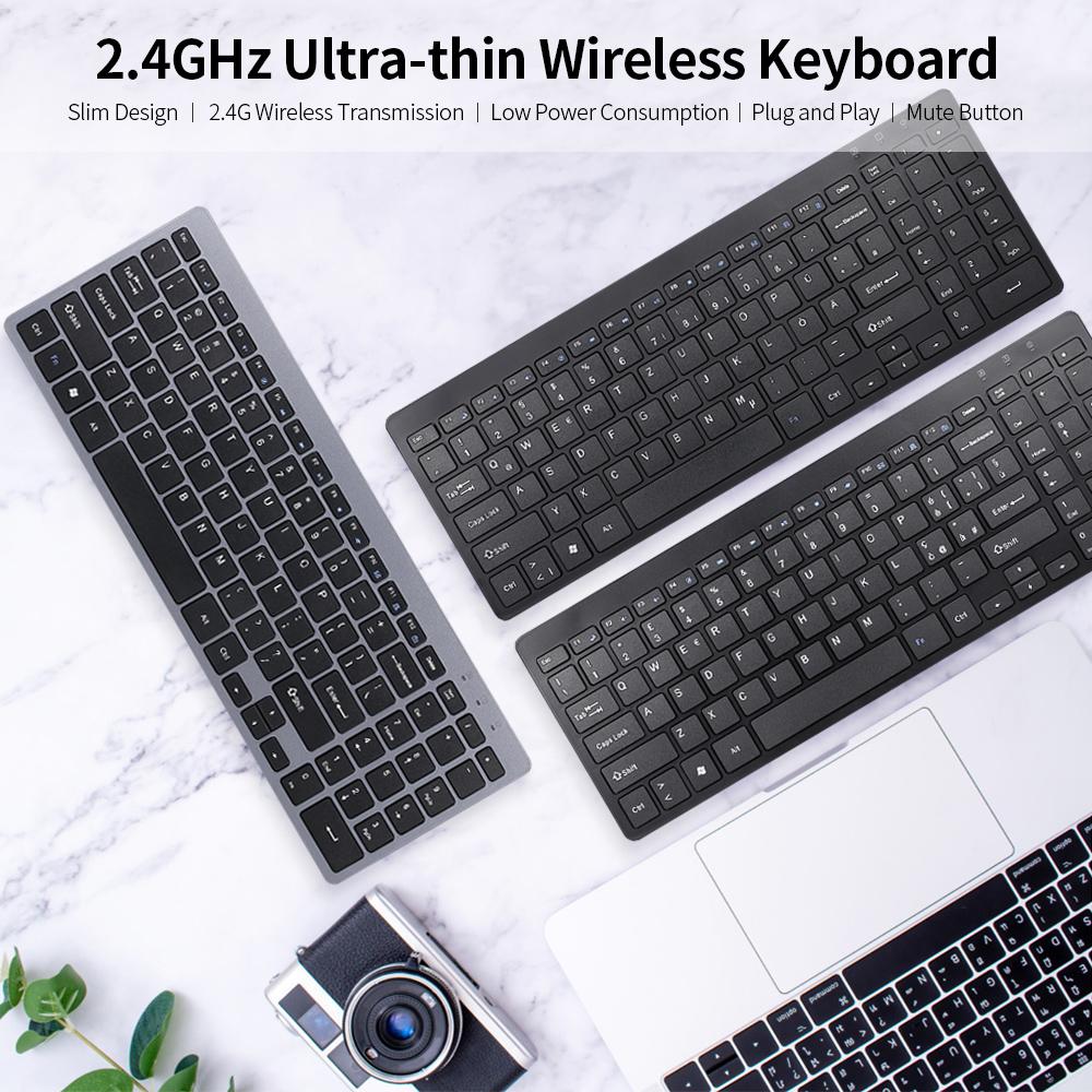 Bàn phím không dây 2.4G siêu mỏng cho PC Máy tính xách tay