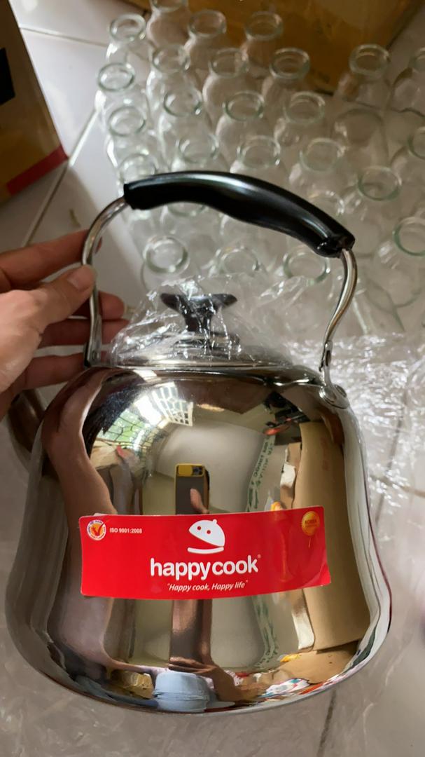 Ấm đun nước inox HappyCook 5L, 3L HGK-300T, HGK-500T, dùng được mọi loại bếp: than, từ, hồng ngoại, gas, cồn...
