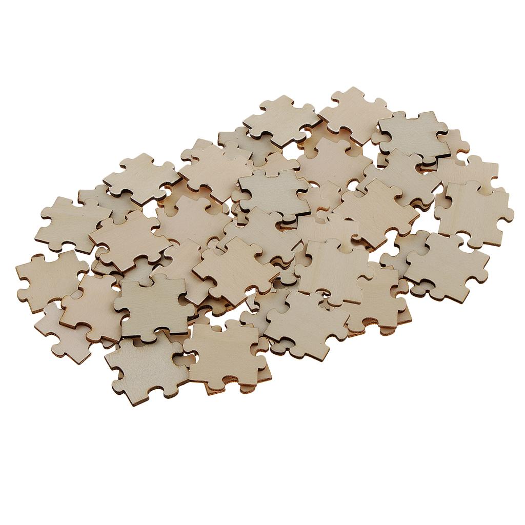 100 Pieces Blank Wooden Puzzle Embellishments Wood Slices DIY Arts Crafts