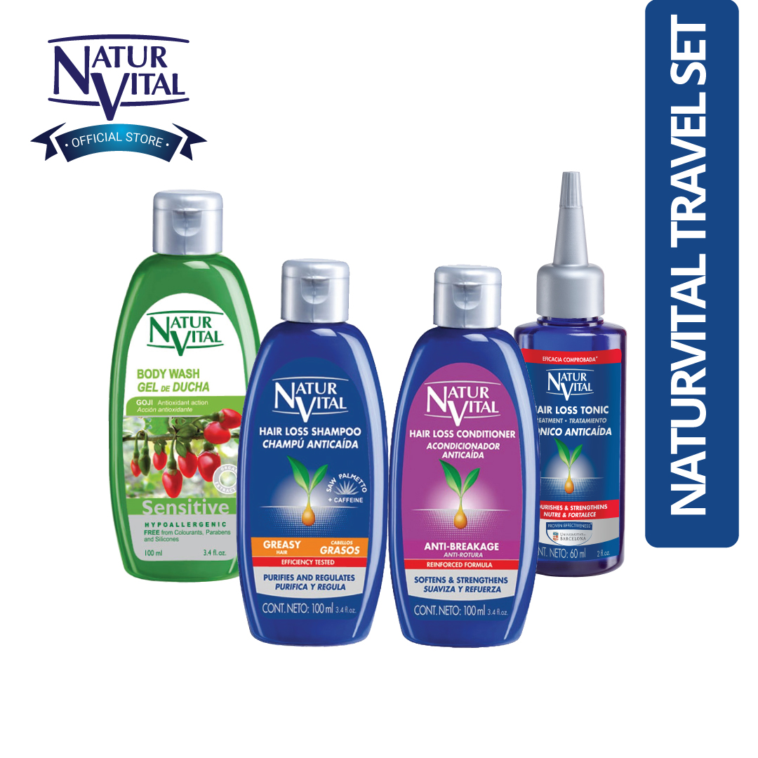 Combo Chăm Sóc Tóc NaturVital Anti-Hair Loss Size Mini Du Lịch Dành Cho Tóc Thường & Hư Tổn, Hỗ Trợ Giảm Rụng