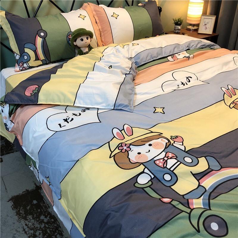 Bộ chăn ga Cotton Poly cô bé cầu vồng mẫu mới siêu xinh - Hàng nhập khẩu