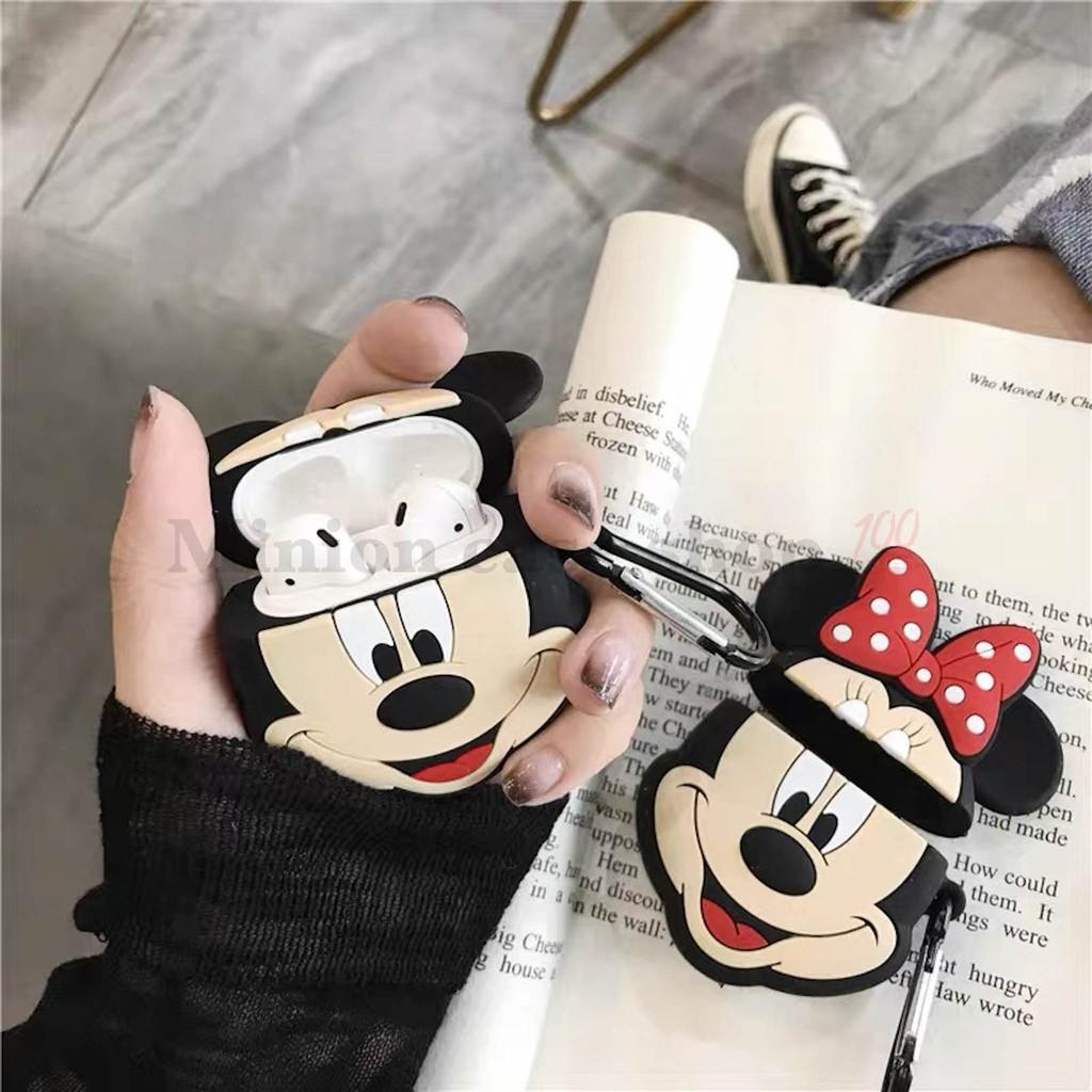 Hình ảnh Bao Case Ốp dành cho airpod 1 và 2, tai nghe bluetooth i11,i12, i100, i9s... silicon 3D chuột Mickey cao cấp