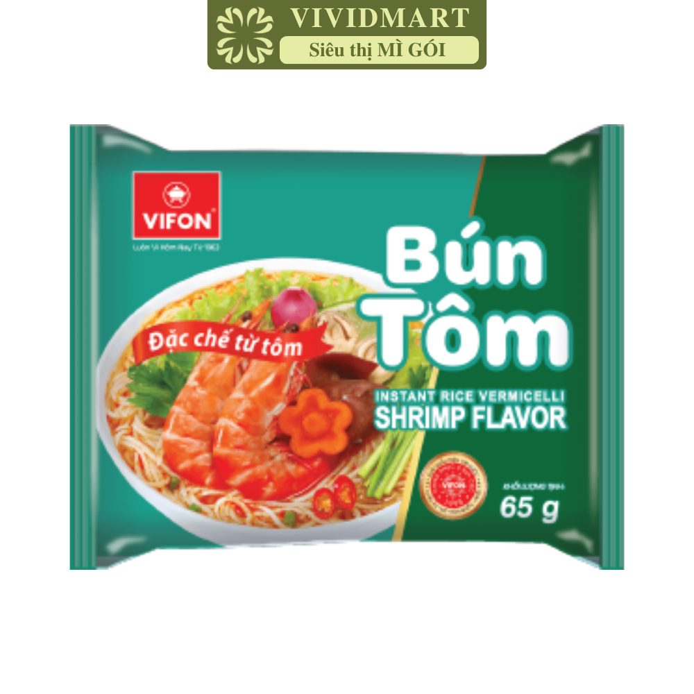 VIFON - Bún Vifon hương vị Bún tôm, Bún tôm Vifon, Bún Vifon bún tôm, Bún tôm ăn liền Vifon gói (65g/gói)