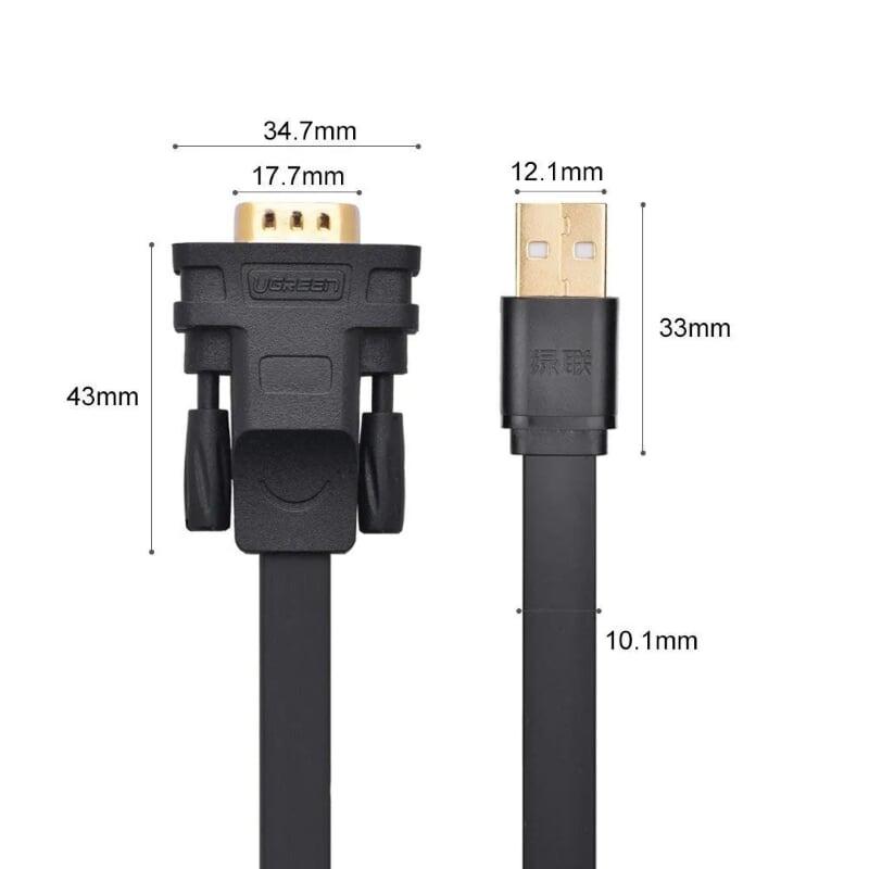 Ugreen UG20221CR107TK 3M Cáp tín hiệu chuyển đổi USB 2.0 sang COM RS232 dáng dẹt cao cấp - HÀNG CHÍNH HÃNG