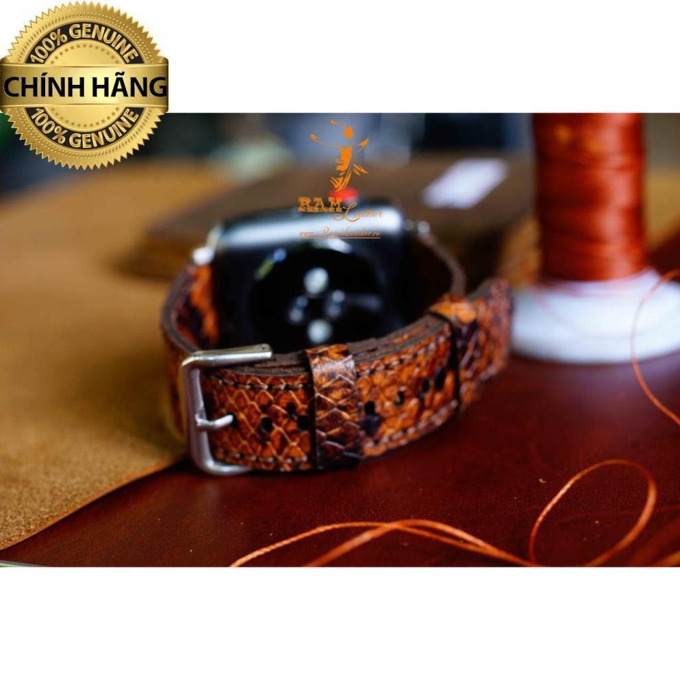 DÂY ĐỒNG HỒ DA THẬT RẰN RI VÀNG DÀNH CHO APPLE WATCH - RAM LEATHER CHÍNH HÃNG