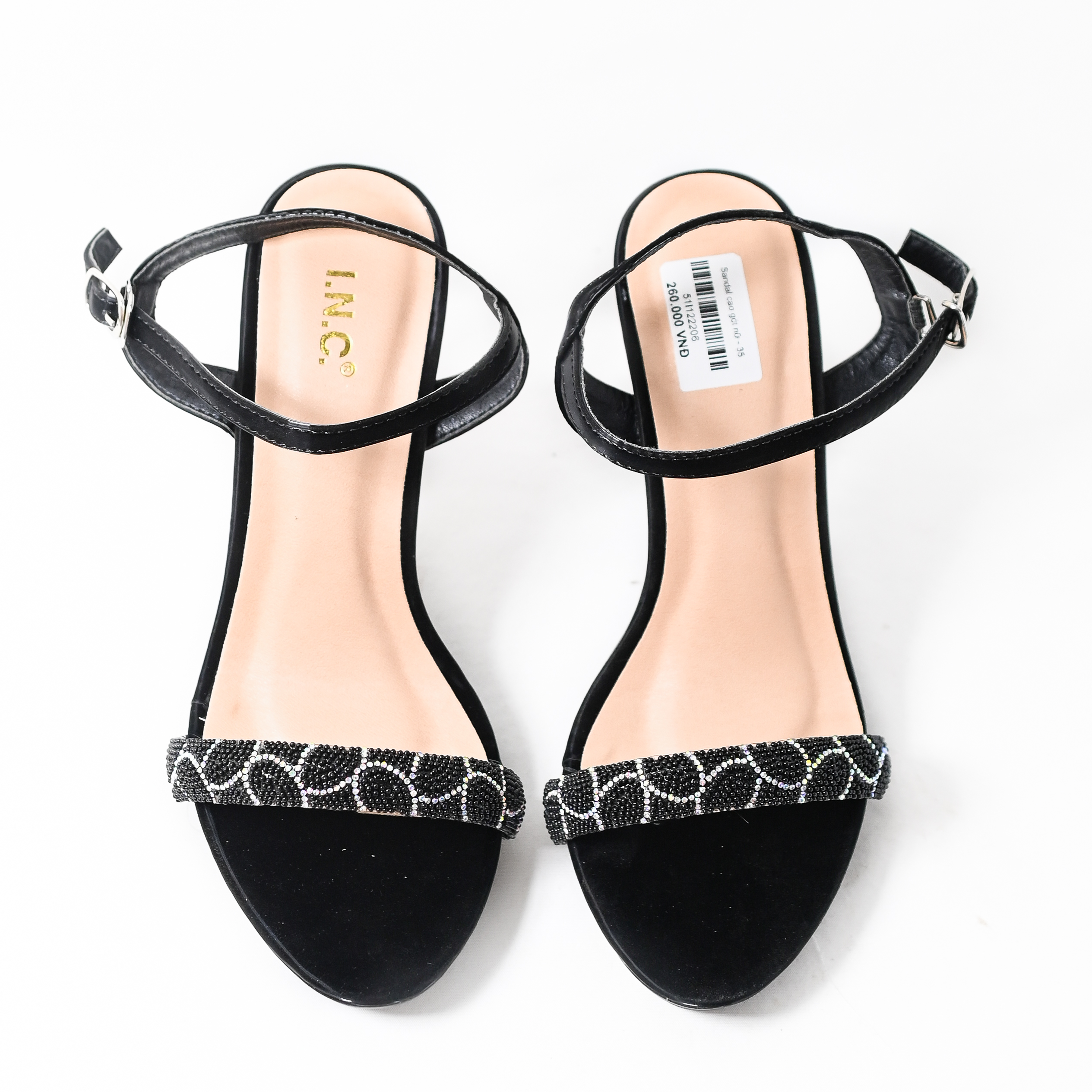 Sandal cao gót đính đá nữ