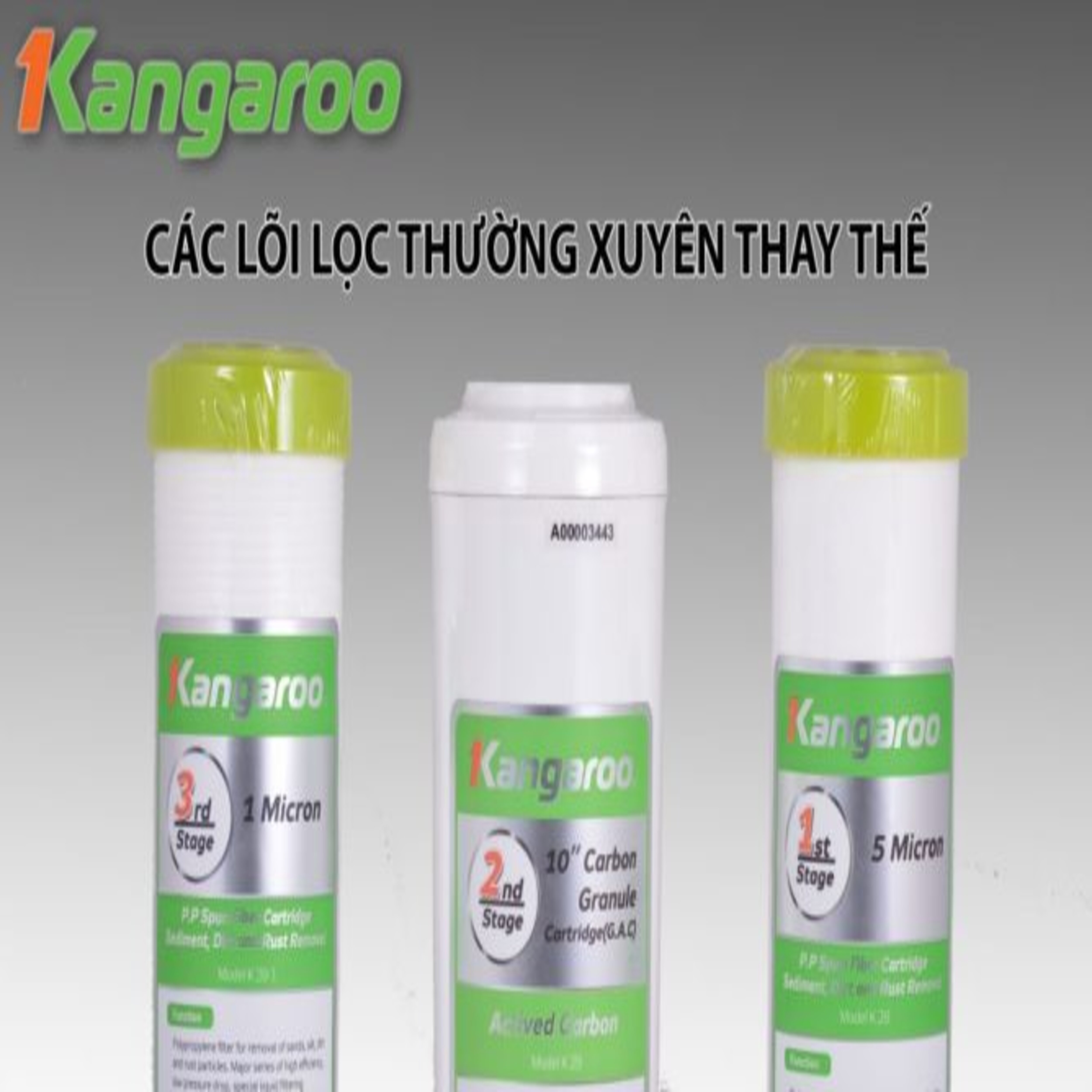 Bộ 3 Lõi Lọc sô 123 Kangaroo { Chính hãng } Lõi lọc nước Khỏi Các Cặn Bẩn Để Bảo Vệ Tuổi Thọ Màng RO