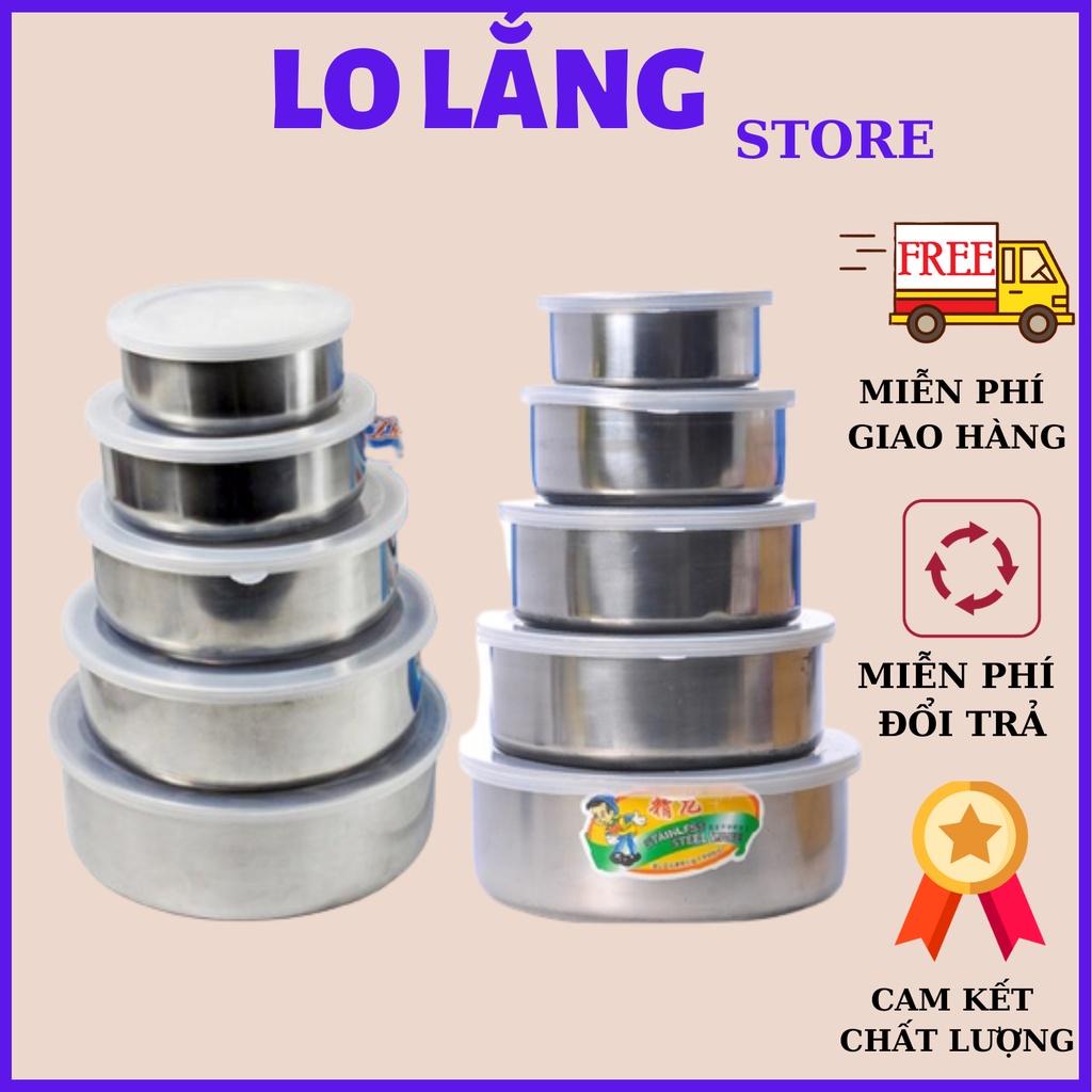 Bộ 5 thố inox đựng thực phẩm, các loại hạt, thức ăn để tủ lạnh có nắp an toàn cho mọi gia đình