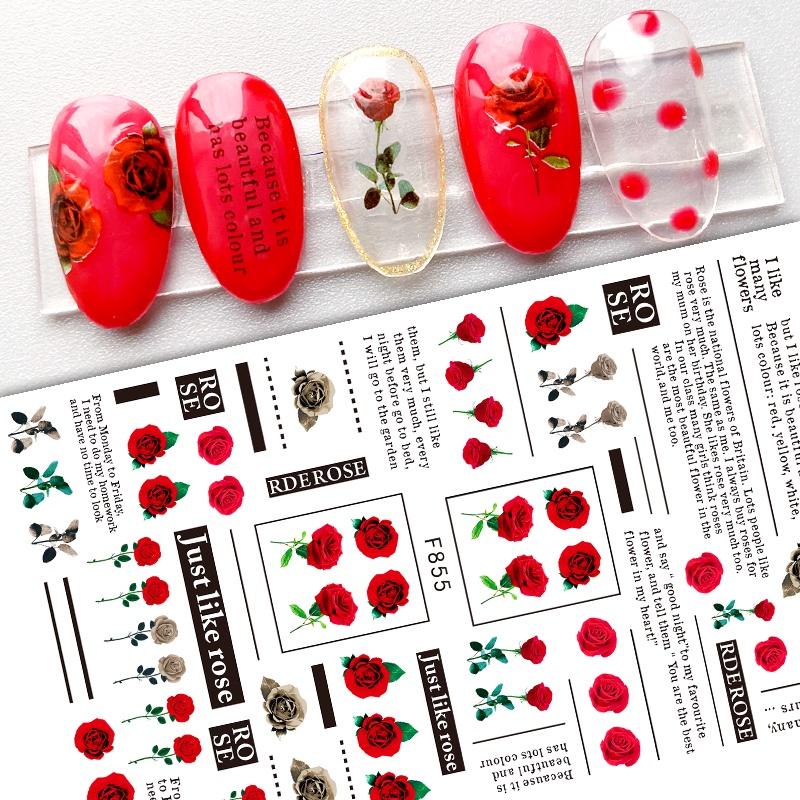 Sticker Hoa Hồng Valentine's Day | Hình Dán Móng Tay