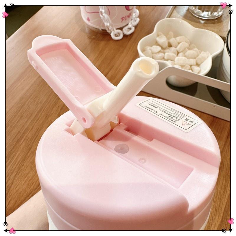 Bán Chạy Nhất Cốc Thủy Tinh Dễ Dàng Mang Theo Gấu Dâu Tây / Có Nắp Và Một Bao Da Cách Nhiệt / Với Dây Xích / Với Ống Hút