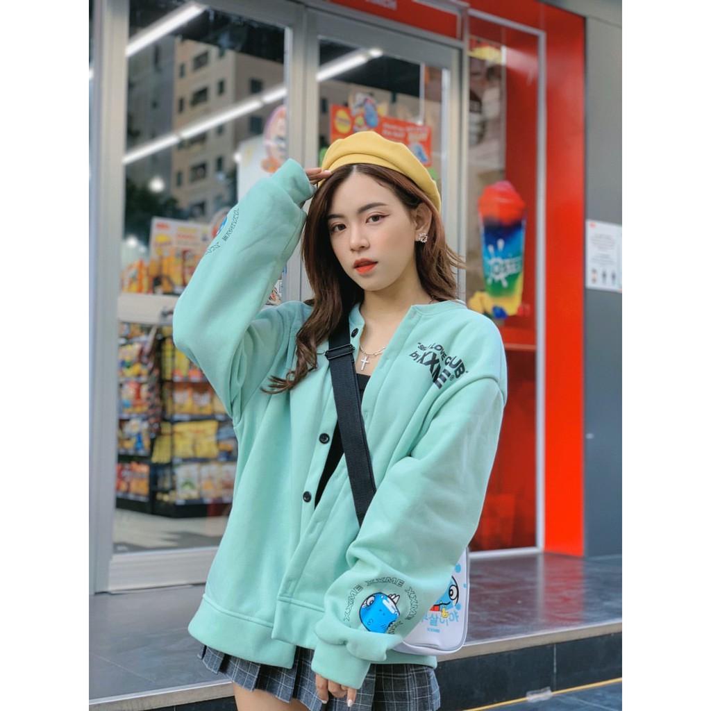 Áo khoác nỉ SLC Cardigan khủng long RAWR màu xanh XXME