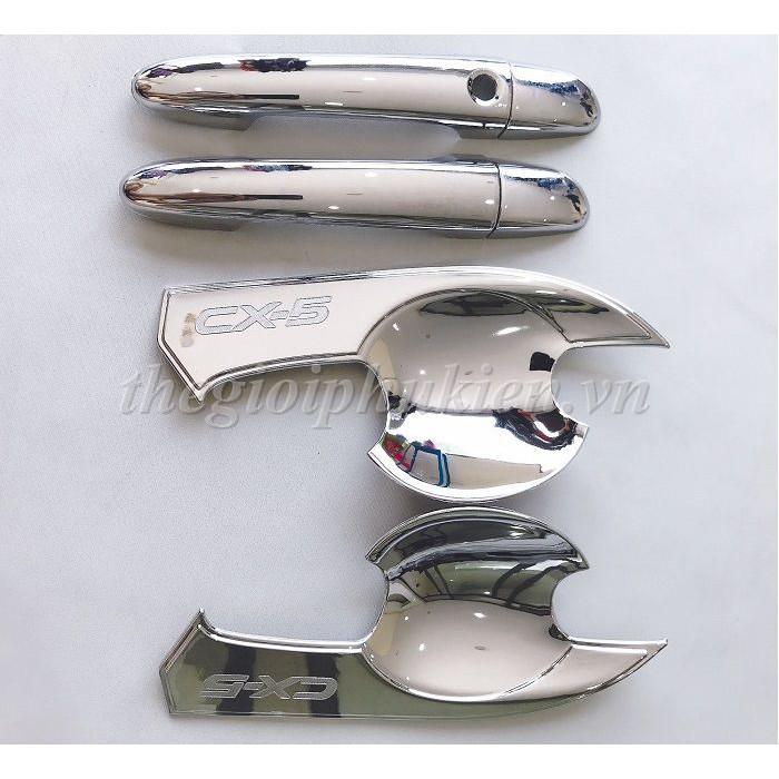 Bộ ốp tay nắm, hõm cửa xe Mazda CX-5, CX5 2016-2017 mạ Crom