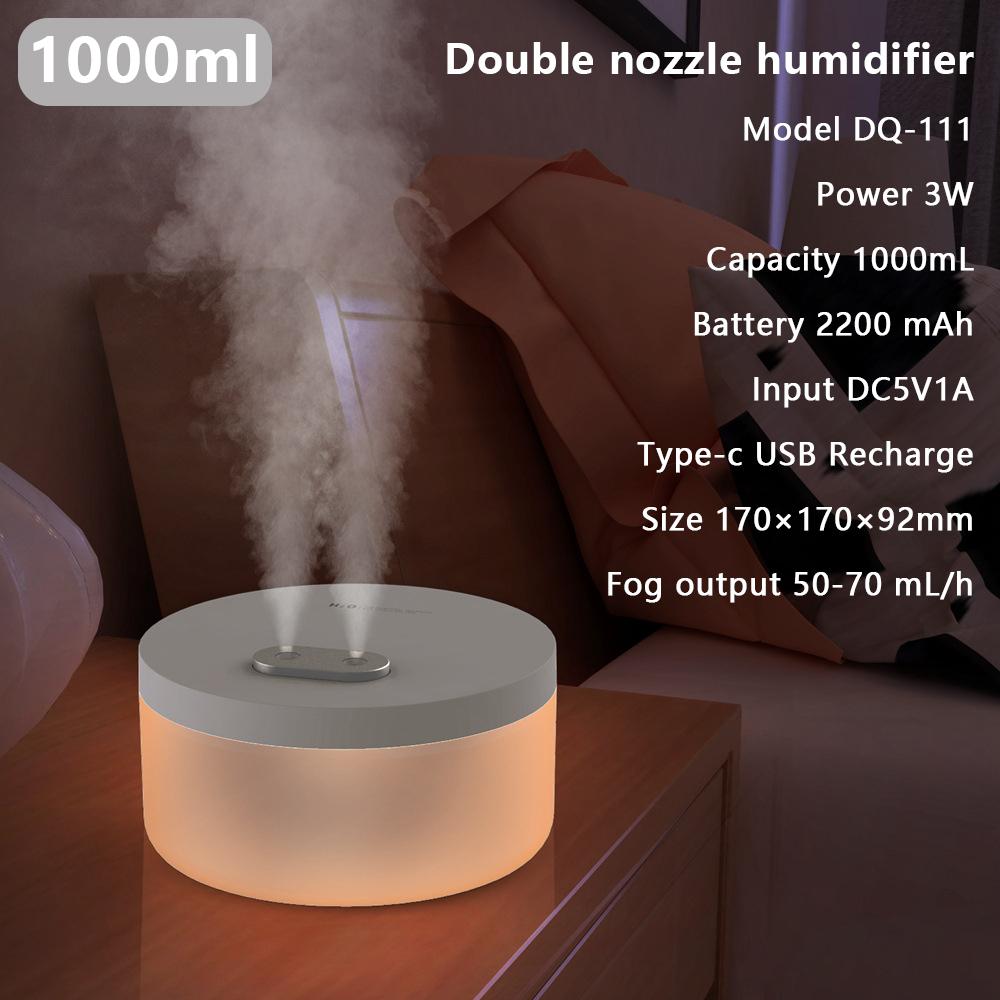Sức Chứa Lớn 1000ML Máy Tạo Độ Ẩm Không Khí Kép Phun 2200MAh Sạc USB Không Dây Siêu Âm Nồi Cơm Điện Từ Hương Thơm Khuếch Tán Ánh Sáng Phun Sương Tạo Ẩm Hình Ếch Con