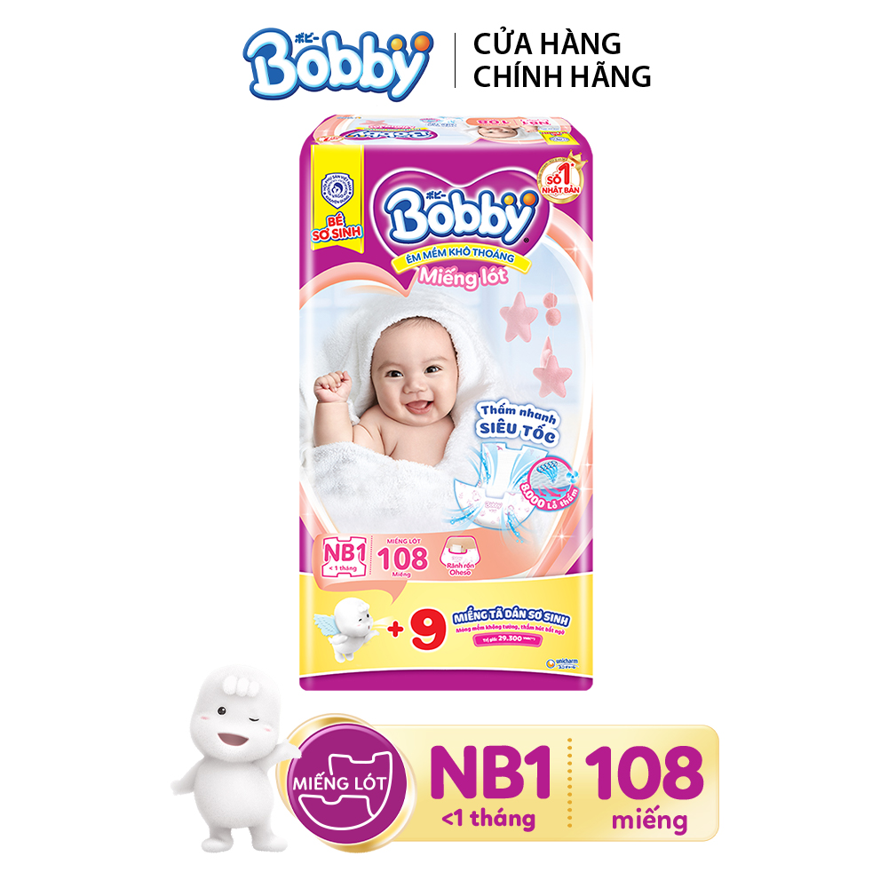 Miếng lót siêu thấm Bobby Newborn 1 - 108 miếng