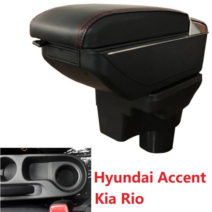 Sản phẩm hộp tỳ tay xe hơi Hyundai Accent, Kia Rio tích hợp 7 cổng USB: Mầu Đen và Kem