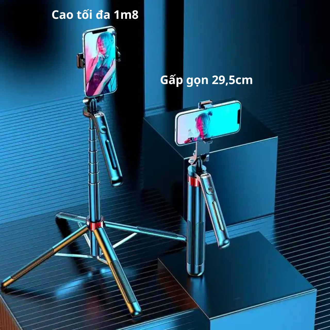 Gậy selfie tích hợp chân tripod cao 1m8 kèm phụ kiện chụp hình từ xa P185 - hàng chính hãng