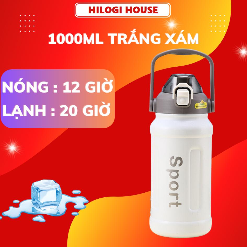 Bình giữ nhiệt 1000ml Hilogi có ống hút nắp bật , giữ nóng lạnh trên 10 giờ , quai xách chắc chắn