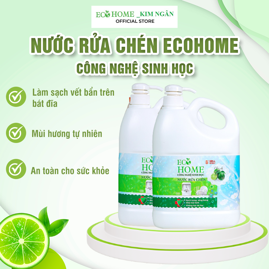 Nước Rửa Chén Công Nghệ Sinh Học ECOHOME 1,6Kg Chiết Xuất Chanh Quế Giúp Sạch Vi Khuẩn Bám Bẩn Trên Chén Đĩa