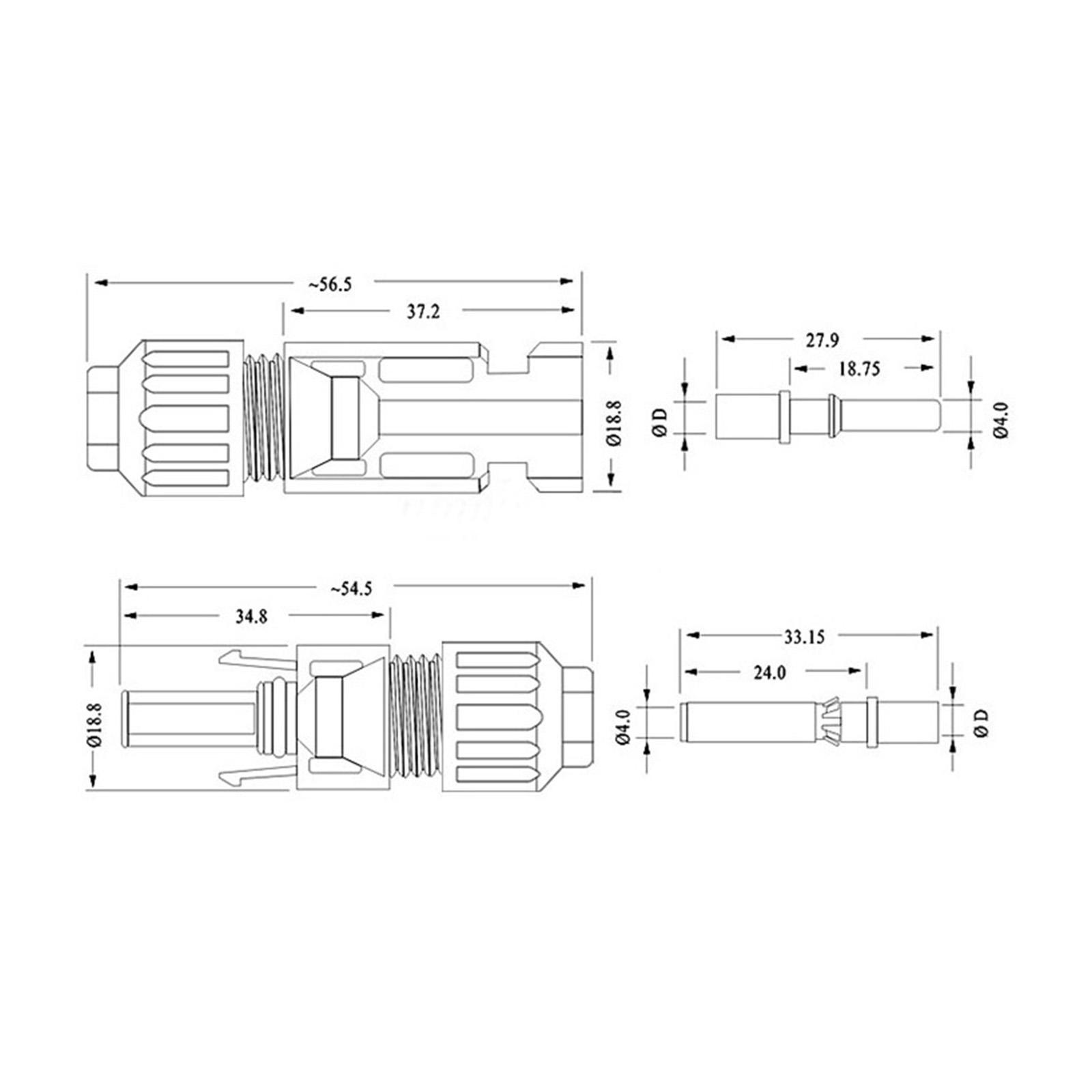 2 Pieces Pv Connector Solar Connectors Photovoltaic Connectors Solar Crimping Tool Solar Module Connector M12 Thread Solar Panel Connectors