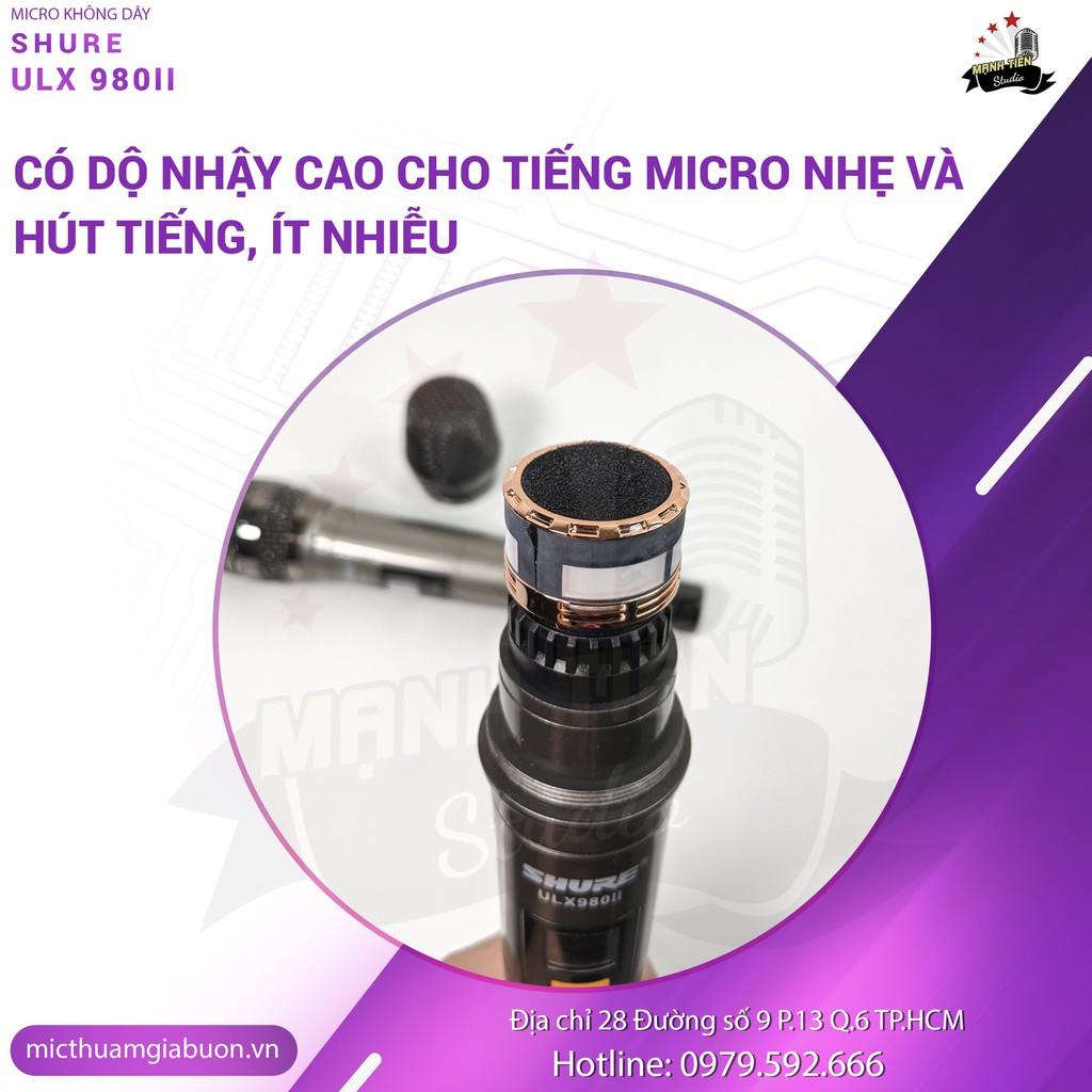 Micro không dây shure ulx980ii bắt sóng xa mạnh mẽ ổn định mic nhé không hú rít độ nhạy thích hợp quán bar, hội trường..